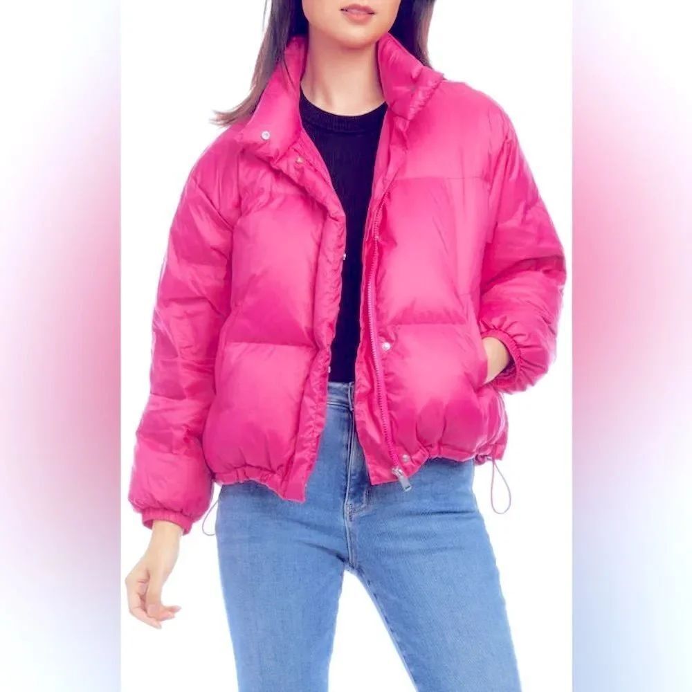 🌟Karen Kane🌟 Sz M Barbie *Hot Pink* Duck Down Puffer Jacket EUC